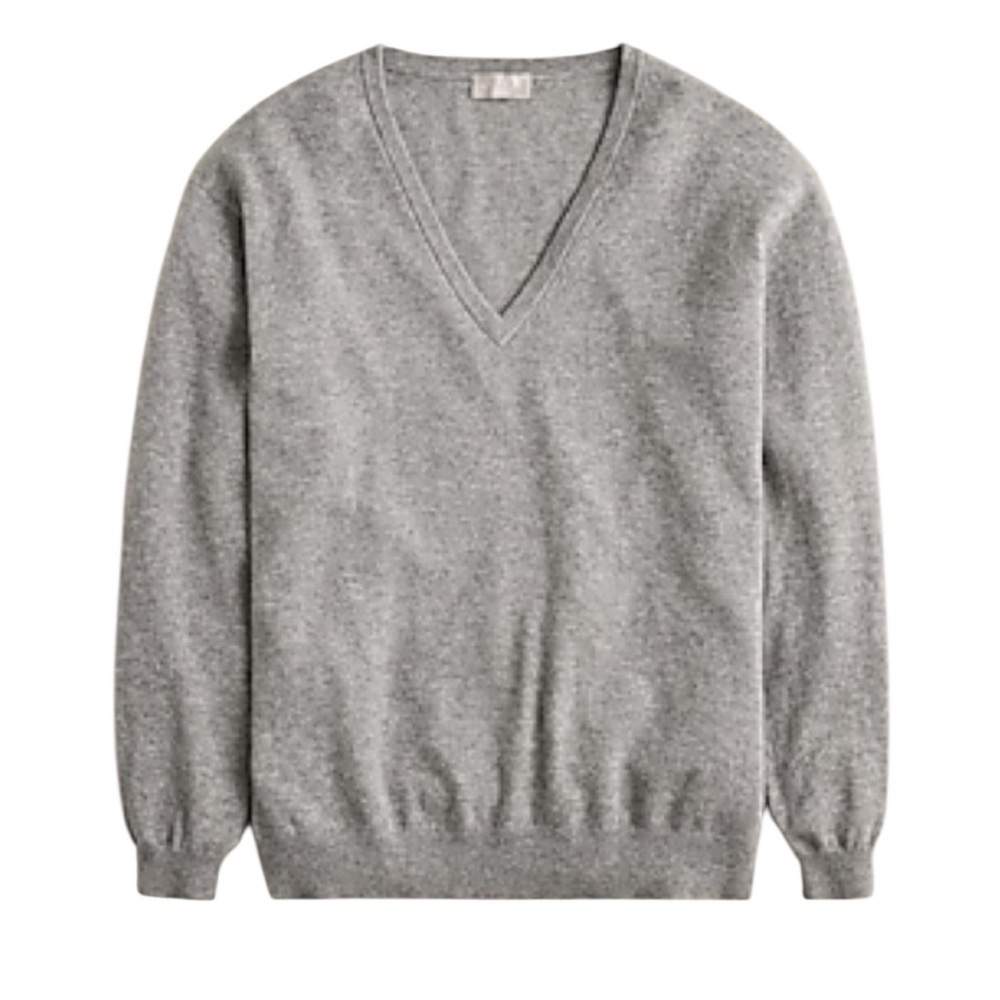 J Crew Grey Cashmere V-Neck Boyfriend Long Sleeve Sweater XS